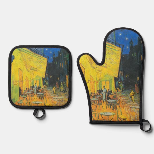 Van Gogh Café Terras Franse straatbeeld Ovenwant & Pannenlap Set (Voorkant)