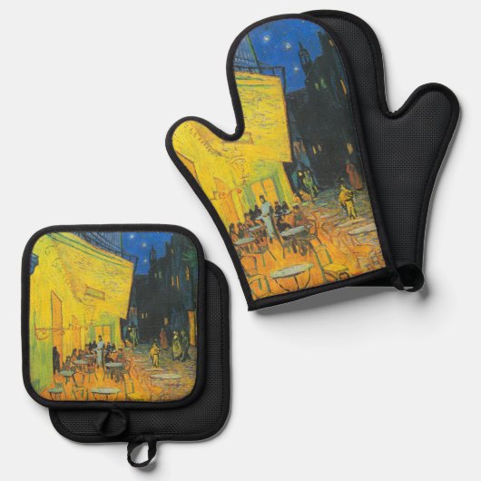 Van Gogh Café Terras Franse straatbeeld Ovenwant & Pannenlap Set (Voorkant / Achterkant)