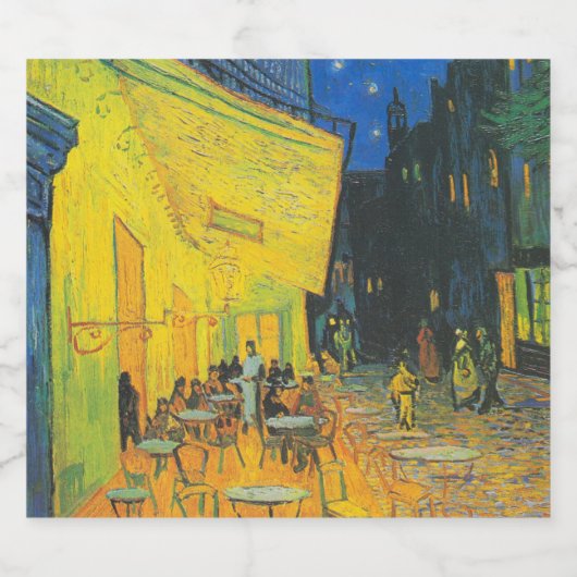 Van Gogh Café Terras Franse straatbeeld Sparkling Wijnetiket (Enkel label)