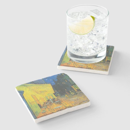 Van Gogh Café Terras Franse straatbeeld Stenen Onderzetter (Zijkant)
