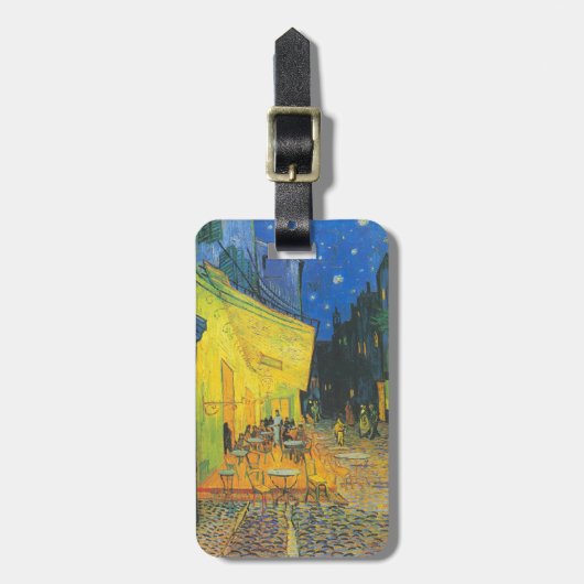 Van Gogh Café Terras Franse Straatscène Bagagelabel (Voorkant verticaal)