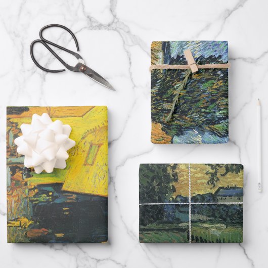 Van Gogh Café Terras Franse Straatscène Inpakpapier Vel (Voorkant)