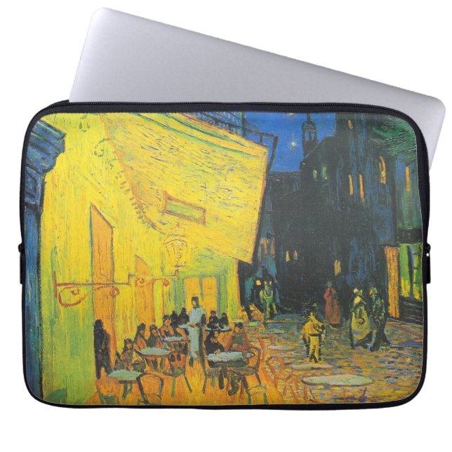 Van Gogh Café Terras Franse Straatscène Laptop Sleeve (Voorkant)