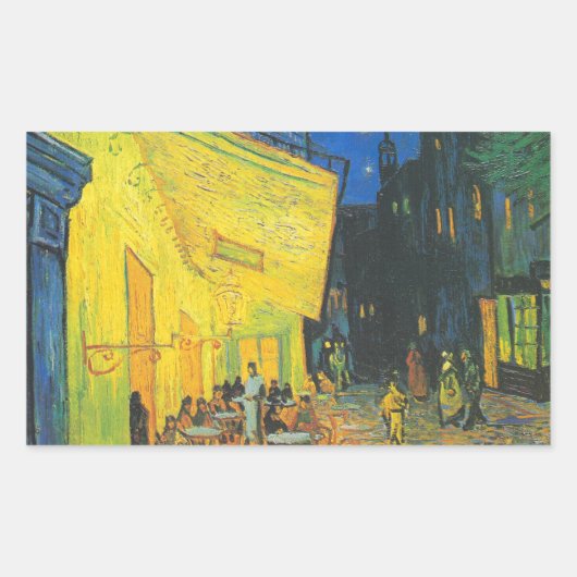 Van Gogh Café Terras Franse Straatscène Rechthoekige Sticker (Voorkant)