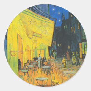 Van Gogh Café Terras Franse Straatscène Ronde Sticker