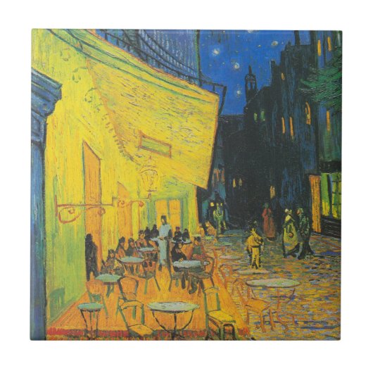 Van Gogh Café Terras Franse Straatscène Tegeltje (Voorkant)