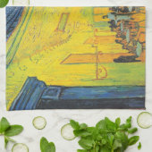 Van Gogh Café Terras Franse Straatscène Theedoek (Gevouwen)