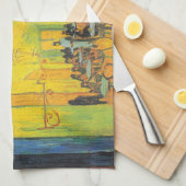 Van Gogh Café Terras Franse Straatscène Theedoek (Quarter Fold)