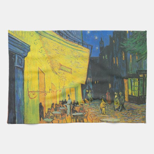 Van Gogh Café Terras Franse Straatscène Theedoek (Horizontaal)