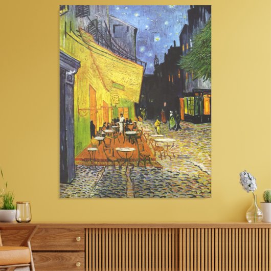 Van Gogh; Caféterras bij nacht,  beeldende kunst Canvas Afdruk