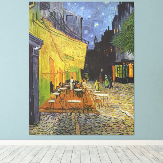 Van Gogh; Caféterras bij nacht,  beeldende kunst Canvas Afdruk (Insitu (Houten vloer))