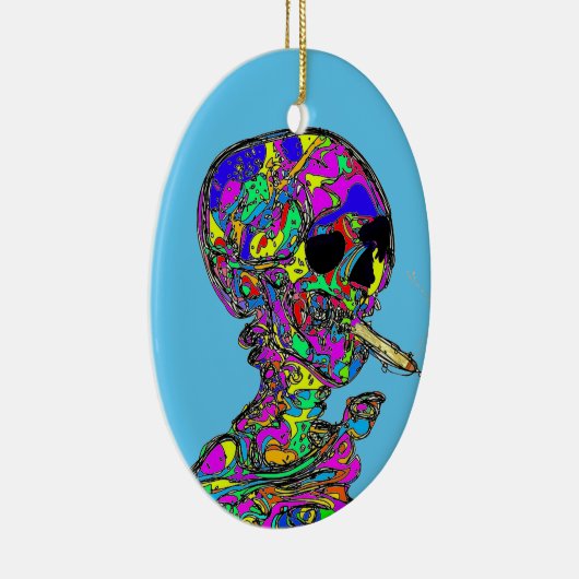 Van Gogh Calavera Smoking Cigarette Keramisch Ornament (Rechts)