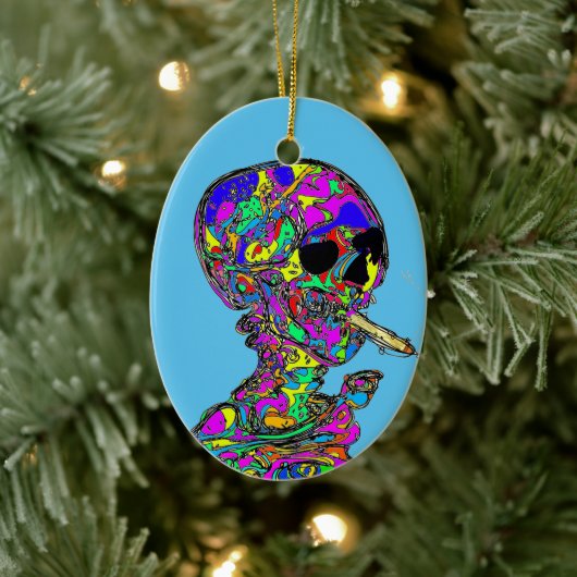 Van Gogh Calavera Smoking Cigarette Keramisch Ornament (Boom)