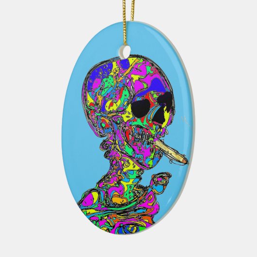 Van Gogh Calavera Smoking Cigarette Keramisch Ornament (Links)