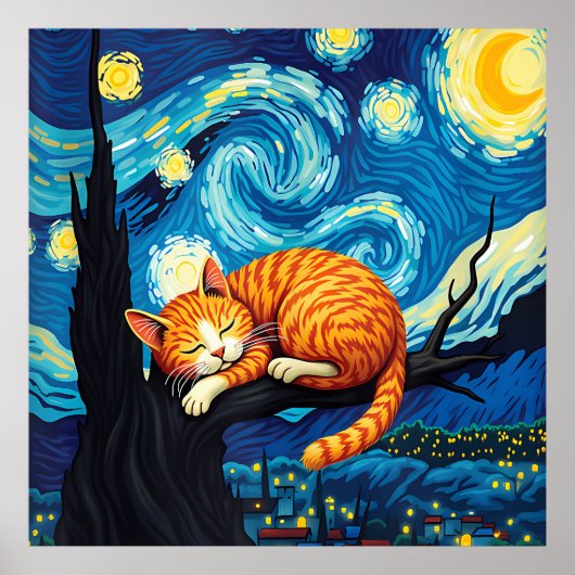 van Gogh Cat Art Poster (Voorkant)