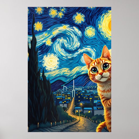 van Gogh Cat Art Poster (Voorkant)