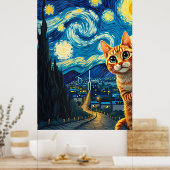 van Gogh Cat Art Poster (Keuken)