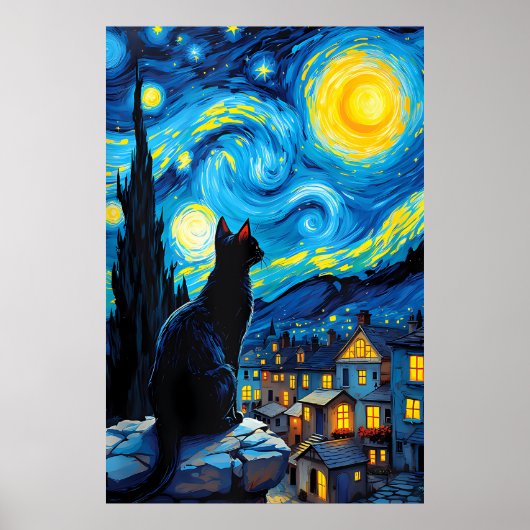 van Gogh Cat Art Poster (Voorkant)
