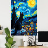 van Gogh Cat Art Poster (Thuiskantoor)