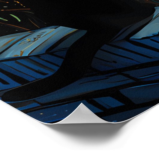 van Gogh Cat Art Poster (Hoek)