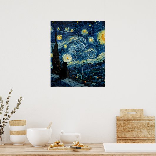van Gogh Cat Art Poster (Keuken)