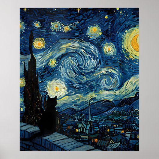 van Gogh Cat Art Poster (Voorkant)