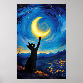 van Gogh Cat Art Poster