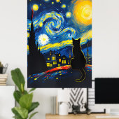 van Gogh Cat Art Poster (Thuiskantoor)