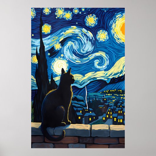 van Gogh Cat Art Poster (Voorkant)