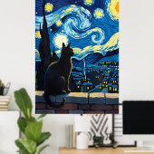 van Gogh Cat Art Poster (Thuiskantoor)