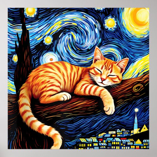 van Gogh Cat Art Poster (Voorkant)