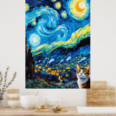 van Gogh Cat Art Poster (Keuken)
