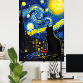 van Gogh Cat Art Poster (Thuiskantoor)