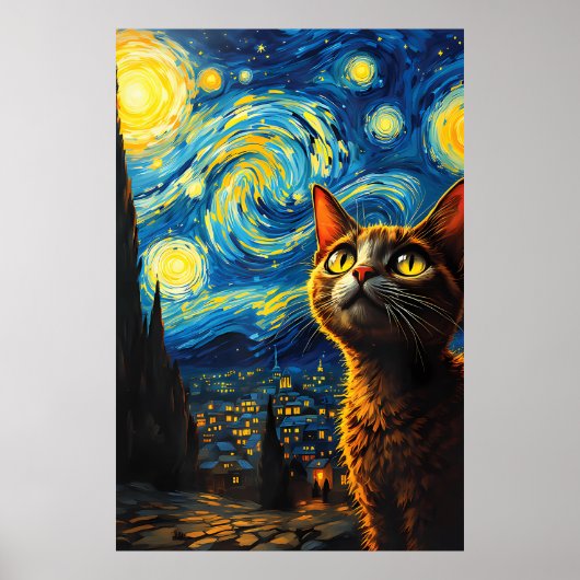 van Gogh Cat Art Poster (Voorkant)