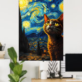 van Gogh Cat Art Poster (Thuiskantoor)