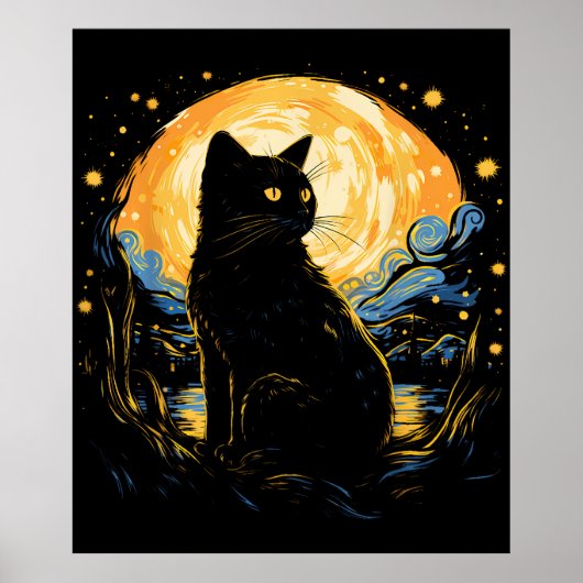 van Gogh Cat Art Poster (Voorkant)