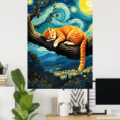 van Gogh Cat Art Poster (Thuiskantoor)