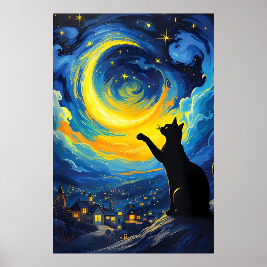 van Gogh Cat Art Poster (Voorkant)