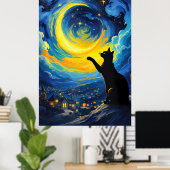 van Gogh Cat Art Poster (Thuiskantoor)