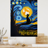 van Gogh Cat Art Poster (Keuken)
