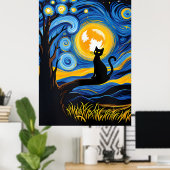 van Gogh Cat Art Poster (Thuiskantoor)