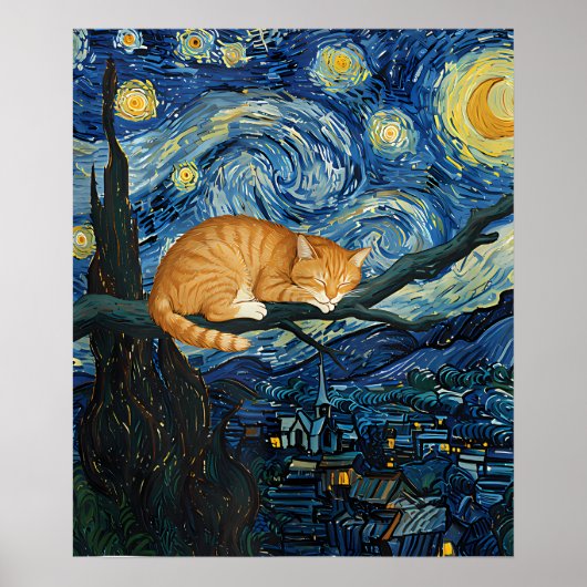 van Gogh Cat Art Poster (Voorkant)