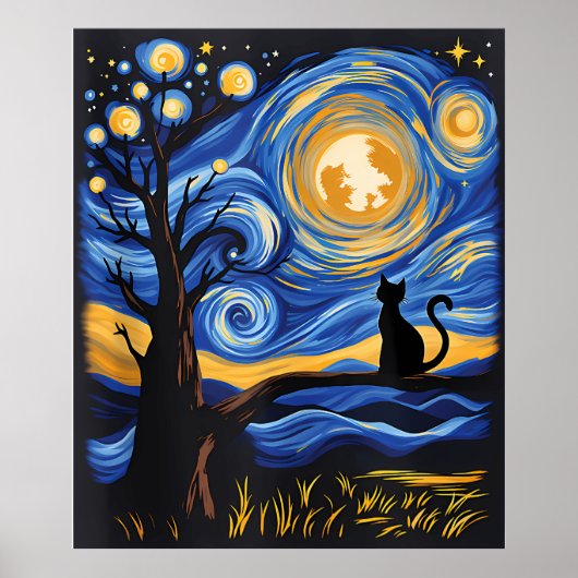 van Gogh Cat Art Poster (Voorkant)