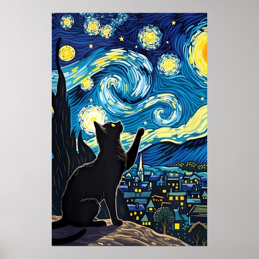 van Gogh Cat Art Poster (Voorkant)