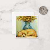 Van Gogh Cat met zonnebloemen Notitiekaartje (Voorkant / Achterkant in situ)