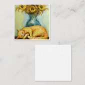 Van Gogh Cat met zonnebloemen Notitiekaartje (Voorkant / Achterkant)