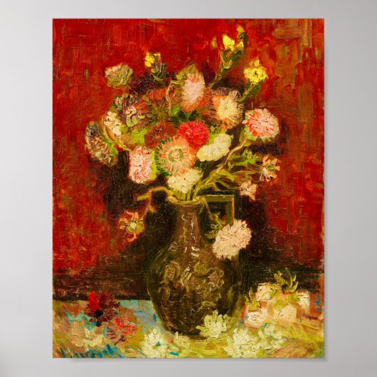 Van Gogh Chinese Asters en Gladiolen Poster (Voorkant)
