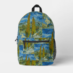 Van Gogh Cipressen - Draaiende Blauwe Lucht Kunst Bedrukte Rugzak