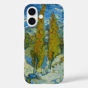 Van Gogh Cipressen - Draaiende Blauwe Lucht Kunst iPhone 16 Hoesje