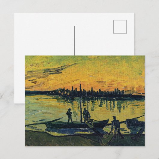Van Gogh Coal Barges on the River Classic Painting Briefkaart (Voorkant / Achterkant)